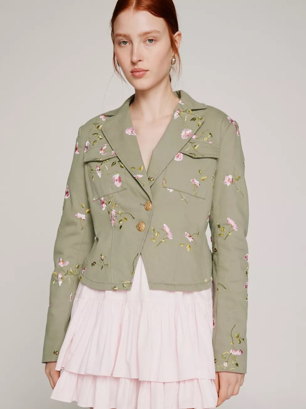 LoveShackFancy floral utility jacket sz 2